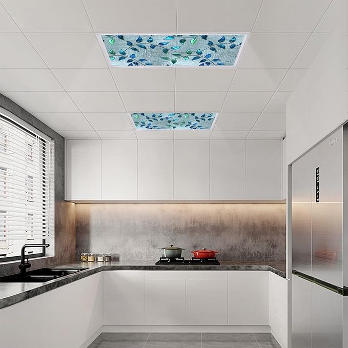 2 Pack Fluorescent Light Covers 4 X 2 Feet Blue Leaves Magnetic Light Cover - Image 8