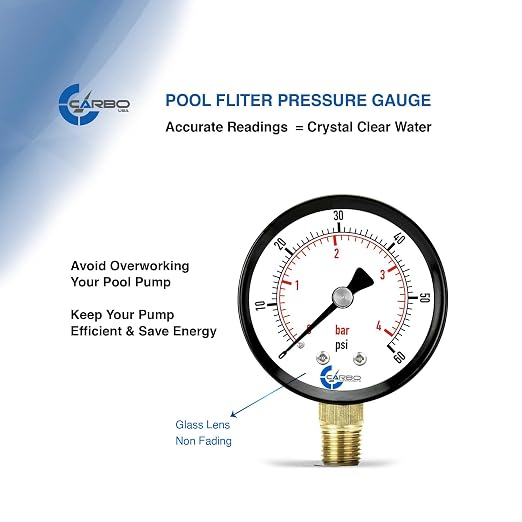 Water Pressure Gauge for Swimming Pool Filter, Gas – 60psi Plumbing Clean Filter - Image 2