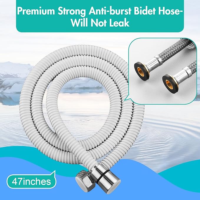 BARROCK Handheld Bidet Sprayer for Toilet, Stainless Steel Metal Made Baby Cloth Diaper Spraying Kit, Bathroom Toilet Bidet Attachment Set for Bathing Pets and Feminine Hygiene, Chrome and White