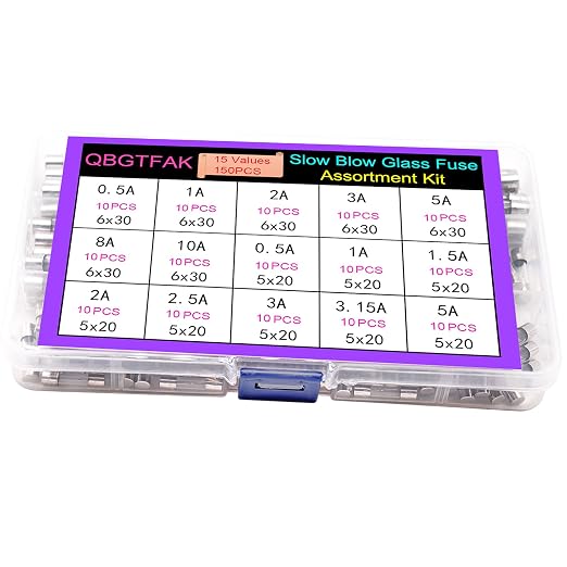 15 Values150pcs Slow Blow Glass Fuses Assorted Kit 6x30mm, 250V 0.5A, 250V 0.5A - Image 6