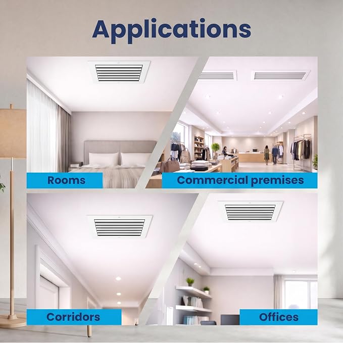 8x8 Aluminum HVAC Vent Cover Register Wall Ceiling 1-Way Air Flow Quiet Damper - Image 5