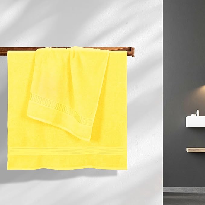 Elvana Home Cotton 2 Pack Oversized Bath Towel Set 28x55 inches, Large Bath Towels, Ultra Absorbant Compact Quickdry & Lightweight Towel, Ideal for Gym Travel Camp Pool - Yellow