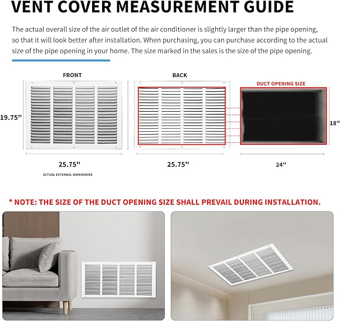 Return Vent Cover 24x18, Air Return Vent Cover, Flat Vent Cover, Rejillas De - Image 4