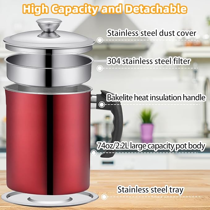 Kaemi 2.2L / 74OZ Bacon Grease Container - Image 2