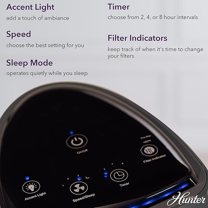 Hunter Air Purifiers for Home Large Room and Bedroom. True HEPA Air Purifier - Image 6