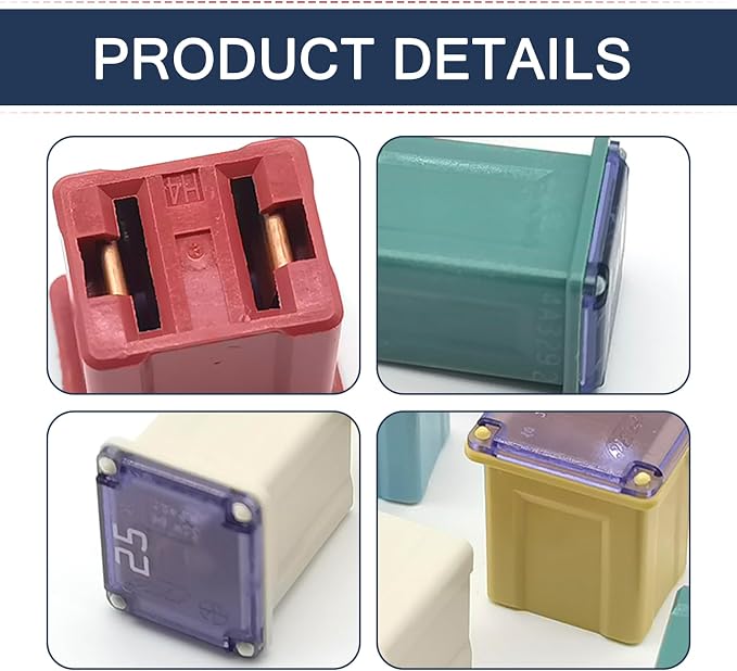 6 PCS 58V Mini Block Fuse car Fuse Square Low Profile Box Shaped Kit, - Image 3