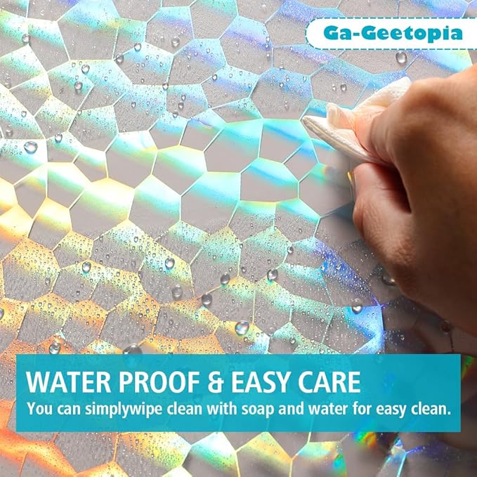 Holographic Thin 3D EVA Shower Curtain Liner Water Cube, 72x72 Premium Light Weight Clear Plastic Bathroom Shower Curtain with Rustproof Metal Grommets for Shower Stall, Bathtubs(No Hooks)