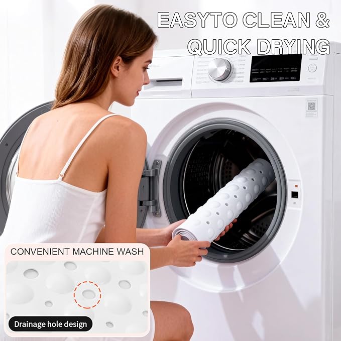 Anti-Slip Bathtub Shower mat, 27.5×14.5（Approximately 70×37cm） inch Soft Oversized Machine Washable Non-Slip Bathtub mat with Drainage Holes, Bathroom Floor Suction Cup.（1-Opaque White）