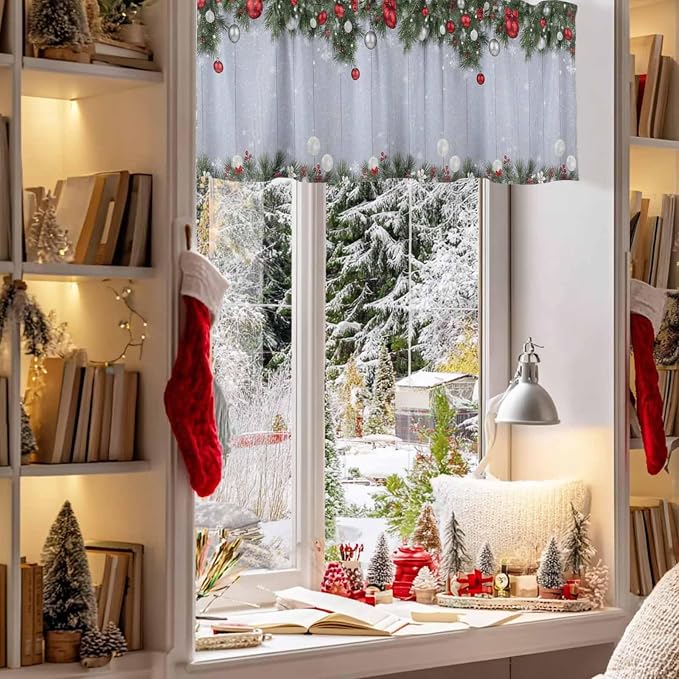 Christmas Curtain Valances for Windows, Kitchen Valance Window Treatment - Image 3