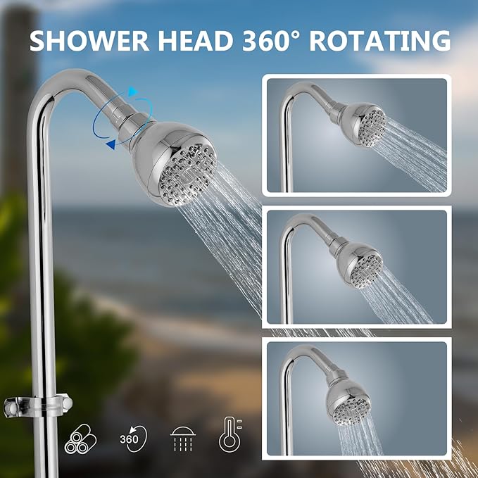 Aolemi Outdoor Shower Fixtures Kit Faucet System 3 Inch Center with Showerhead 2 Handle Exposed Shower with Brass Mix Valve Polish Chrome