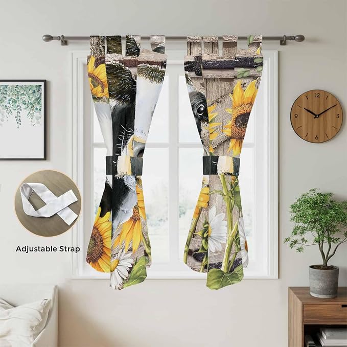 Retro Farmhouse Flower Living Room Curtains 84 Inch Length, Window Curtains Tab - Image 5