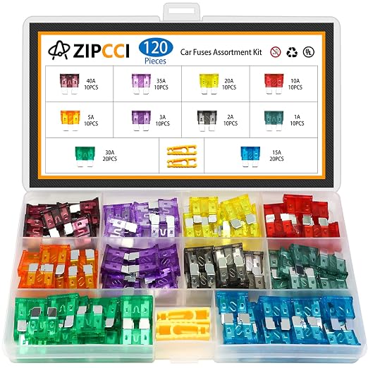ZIPCCI 120 Pcs Standard Car Fuse, Fuses Assortment kit Automotive Blade Fuse by ZIPCCI