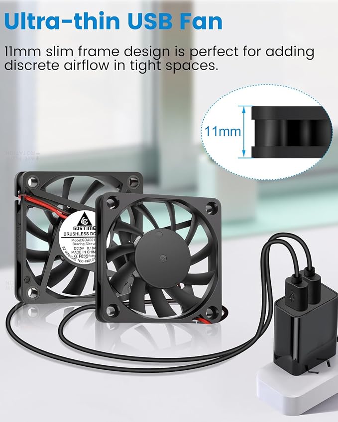 GDSTIME Dual 60mm x 10mm USB Fans - Image 6