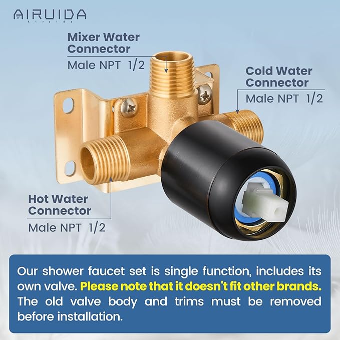 Airuida Shower Faucet Set Bathroom Rain Shower System SUS304 Stainless Steel Single Handle With Male Threads Rough-in Valve Shower Trim Kit 8 Inch Wall Mount Shower Head Oil Rubbed Bronze