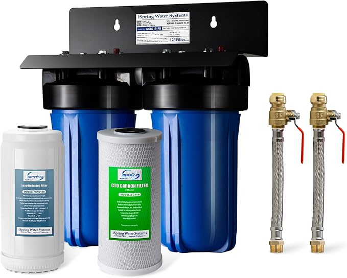 iSpring WGB21B-PB+AHPF12MNPT16X2 2-Stage Whole House Water Filtration System w/ by iSpring