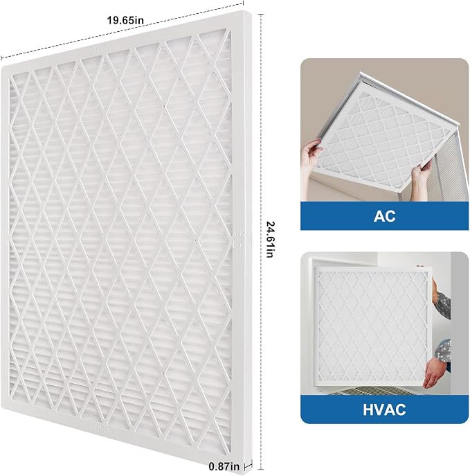 20x25x1 MERV 11 Air Filter, Quality AC/HVAC Furnace Filter，1 Reusable ABS Frame - Image 2