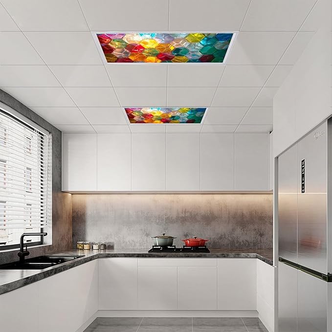 2 Pack Fluorescent Light Covers 4 X 2 Feet Colorful Geometry Magnetic Light - Image 8