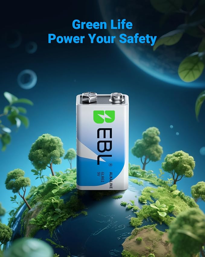 EBL 9 Volt Batteries 12 Pack, 7-Year Shelf Life, Long-Lasting Alkaline 9V - Image 7