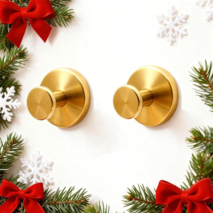 Shower Hooks for Inside Shower,Suction Cup Hooks for Glass Window,Removable Towel Hooks for Bathrooms,2 Packs(Gold)