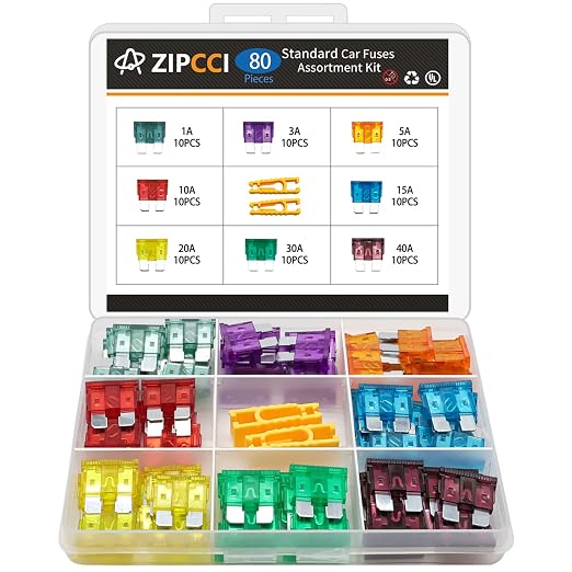 ZIPCCI 80 Pcs Standard Car Fuse, Fuses Assortment kit Automotive Blade Fuse by ZIPCCI