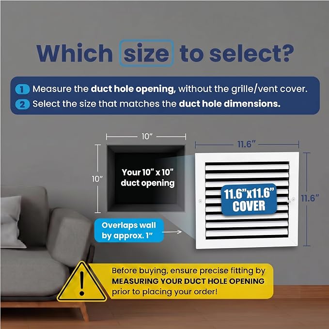 10x10 Aluminum HVAC Vent Cover Register Wall Ceiling 1-Way Air Flow - Image 2