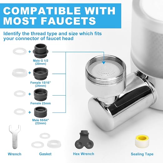 Sink Water Filter Faucet, 720 ° Rotating Kitchen Faucet Water Purifier - Image 5