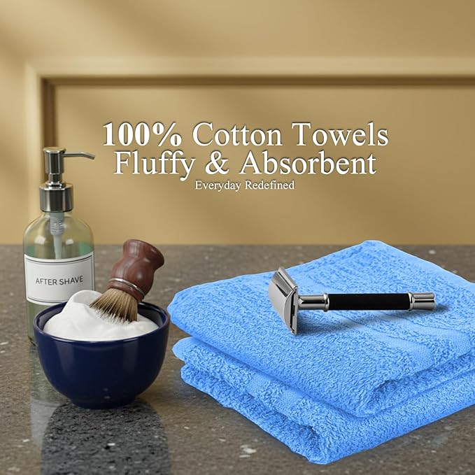 100% Cotton Salon Towel Set of 24|400 GSM|Soft Hand Towel|Bulk Hand |Cotton Salon Towels|Ideal for Spa Gym Bathroom Hotel|Absorbent||Not Bleach Proof|Quick Dry|Hand Towel 16 x 27 in|Blue