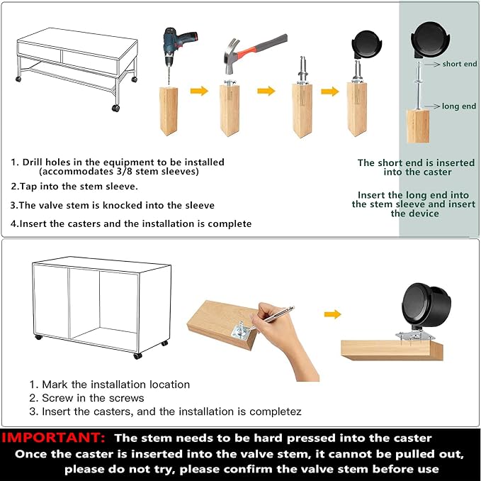 2 inch Caster Wheels 5/16 inch Valve stem and Rotating top Plate Installation - Image 5