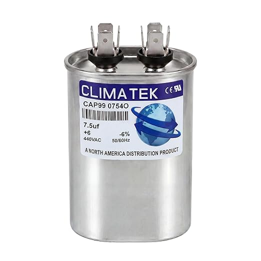 ClimaTek 7.5 MFD 370/440 Volt VAC Run Oval Capacitor CAP99-0754O by ClimaTek