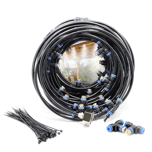iRuiZhe Misting Cooling System Kit 75.5FT Misting Line DIY Outdoor Mist Cooling by iRuiZhe