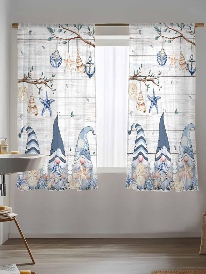 Sheer Curtains 72 Inches Long, Coastal Eucalyptus Semi Sheer Curtains Light - Image 5