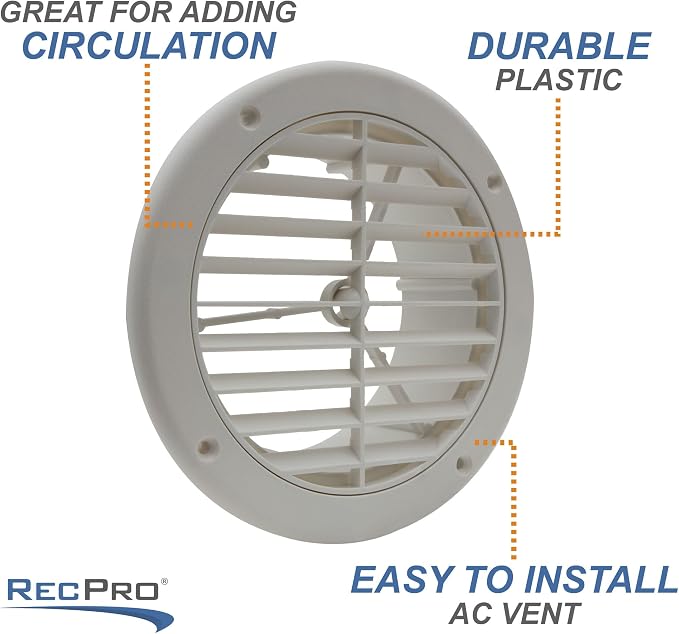 RecPro RV AC Vent 5" Side Vent | Optional Charcoal Filter | White | Camper AC - Image 4