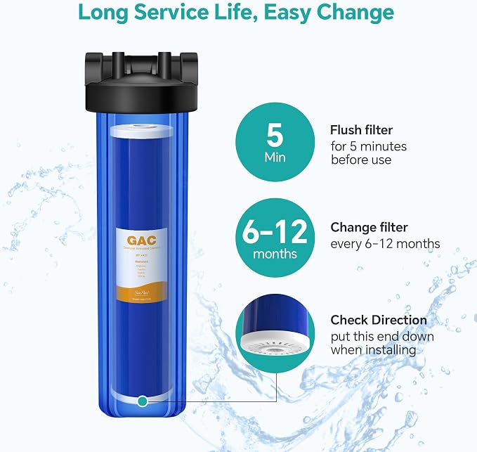 SimPure Whole House Water Filter Cartridges 20" x 4.5" GAC Granular Carbon - Image 3