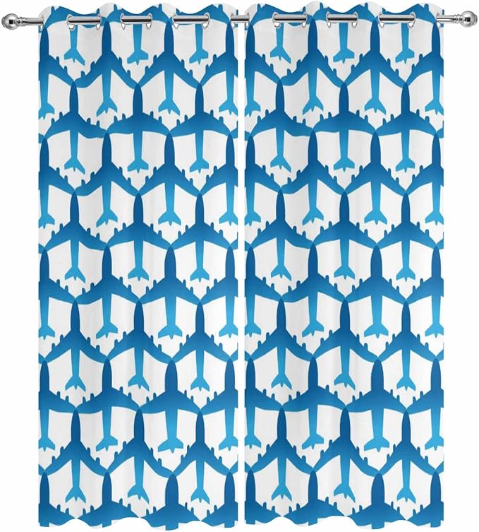 Blue Aircraft Waterproof Outdoor Curtains - Image 2