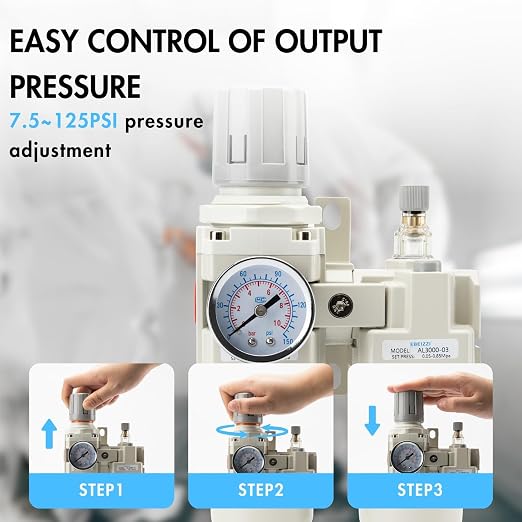 3/8" NPT Air Compressor Water Separator Regulator Filter Combo Compressed Air - Image 5