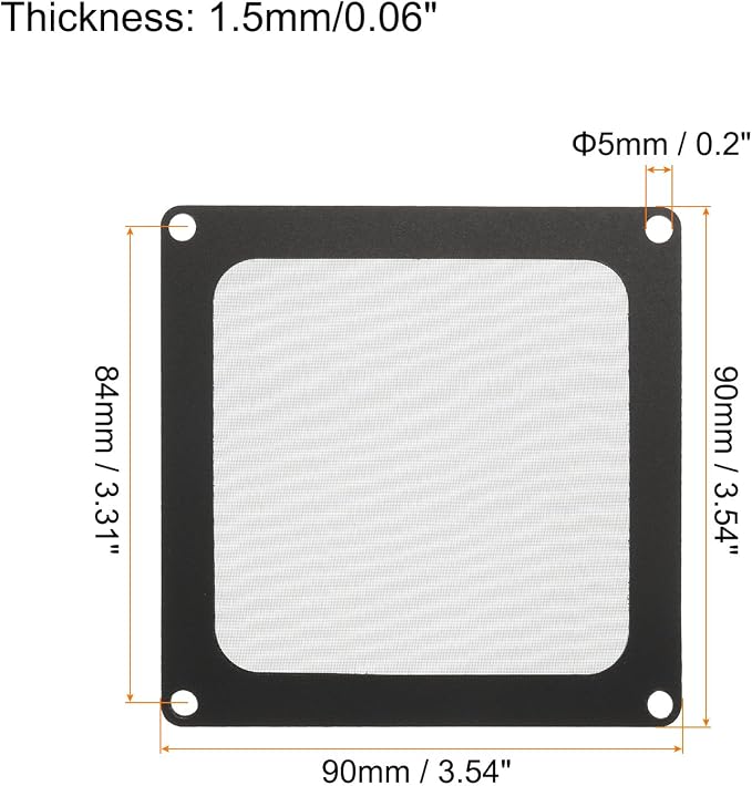 MECCANIXITY 2PCS PC Dust Filter, 90x90mm Magnetic Frame Nylon Computer Case - Image 2