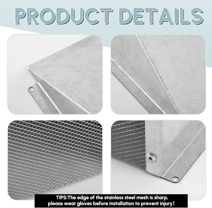 8" x 8" White Galvanized Steel Vent Cover - Image 5