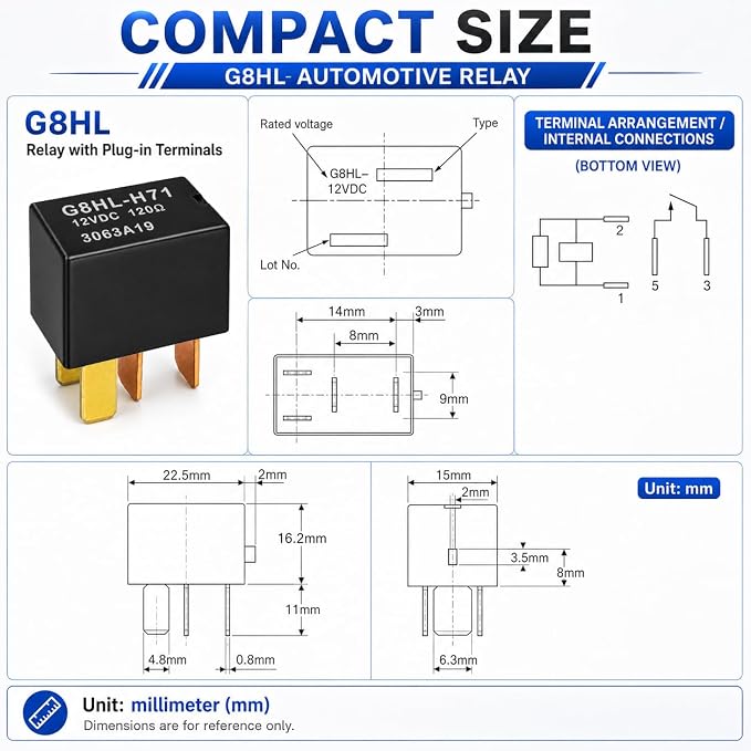 4 Pcs Relay G8HL-H71-12VDC Automotive Relay 39794-SDA-A03 39794-SDA-A05 - Image 2