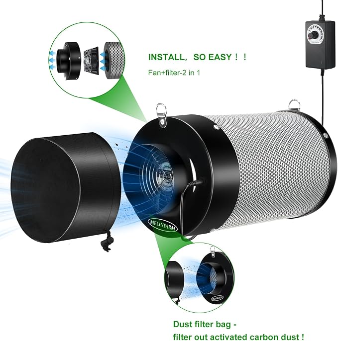 MELONFARM 4 inch Air Carbon Filter Smelliness Control - Image 2