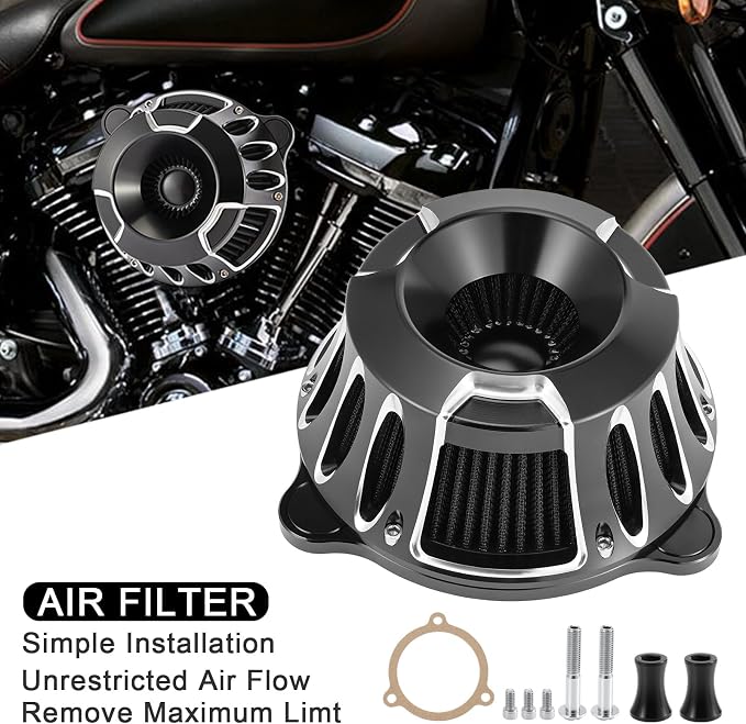 Motorcycle Air Filter Kit CNC Air Cleaner Turbine Intake System Fit - Image 3