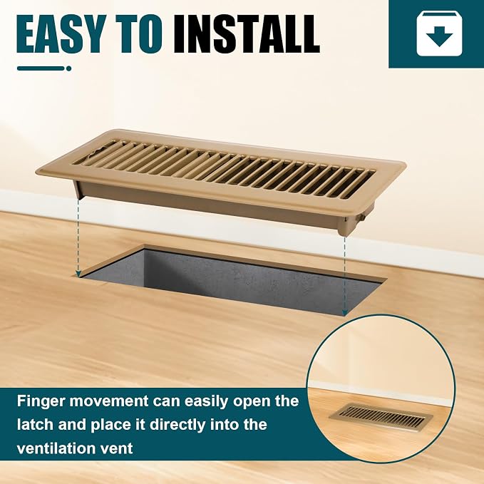 VOISEN Floor Register 2x12, 6 Pack Floor Vent Covers, Steel Adjustable Air - Image 6