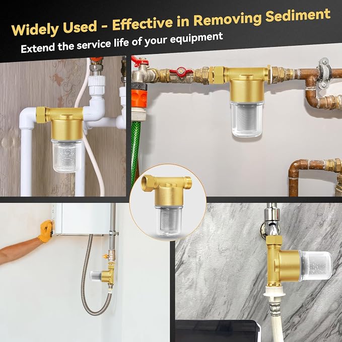 40 Micron Reusable Sediment Filter, Brass Inline Water Filter, Compatible - Image 6