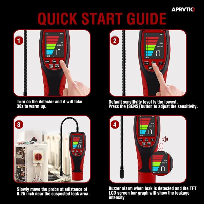 HVAC Refrigerant Leak Detector, Aprvtio ALD-200 PRO Rechargeable Freon Leak - Image 8