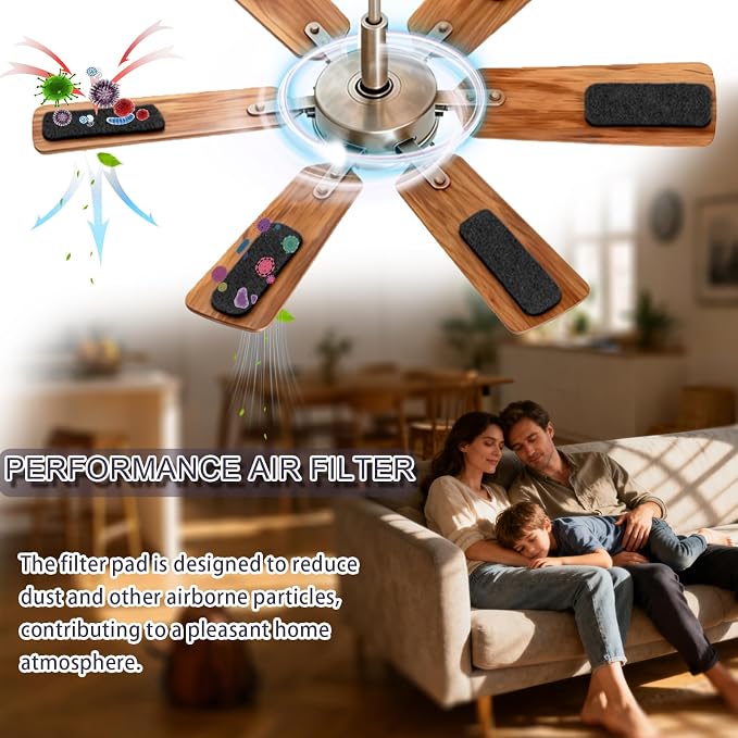 ZIMER Ceiling Fan Filters for Blades 20 Pack, Activated Carbon Fan Filter - Image 3