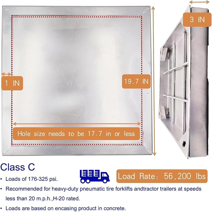 C Class 20x20 Invisible Stainless Steel Manhole Cover and Frame - Image 2