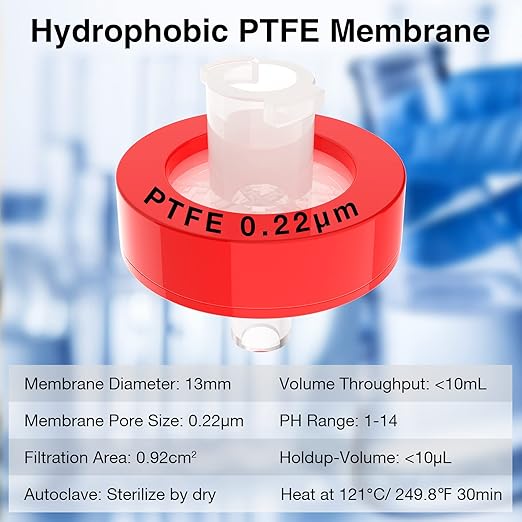 SimPure Syringe Filter PTFE Hydrophobic Membrane 500 PCS, 0.22um Pore Size - Image 2