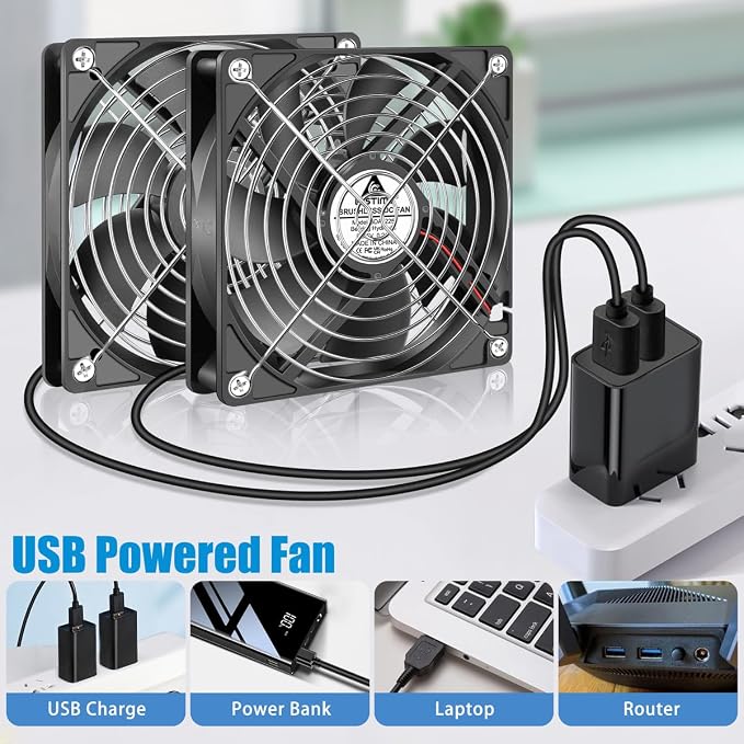 GDSTIME Quiet Dual 120mm USB Fan - Image 4