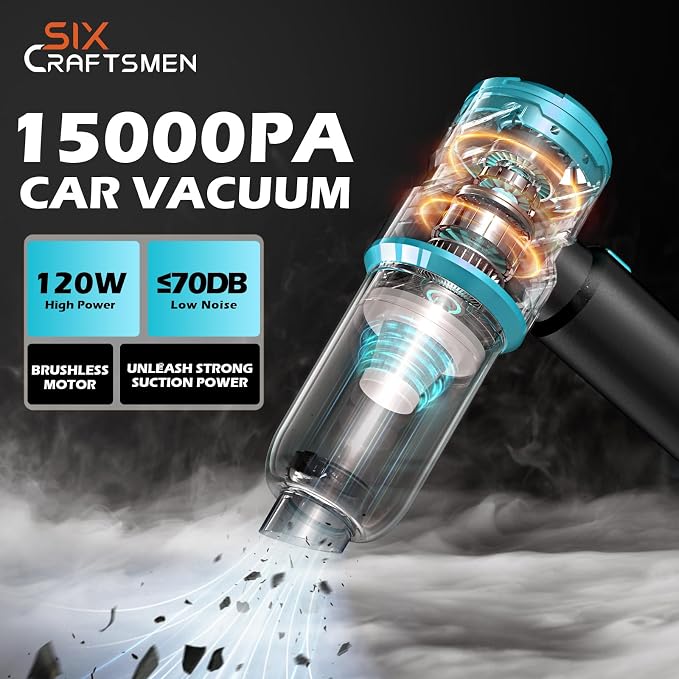 Handheld Car Vacuum with 15000PA Power, 4 in 1 Powerful Cordless Vacuum Cleaner - Image 2