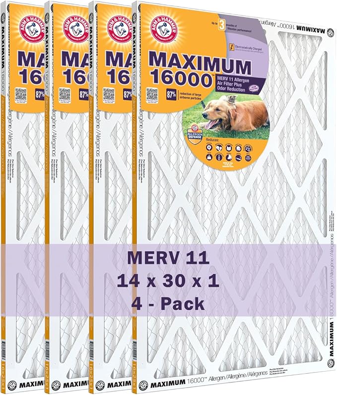 Arm & Hammer Max Allergen & Odor Reduction 14x30x1 Air and Furnace Filter by ARMHAMMER