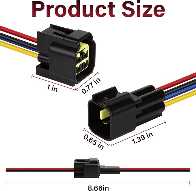 5PCS 4 Pin Waterproof Electrical Connectors, 16 AWG 4 Pin Connector, Male - Image 2